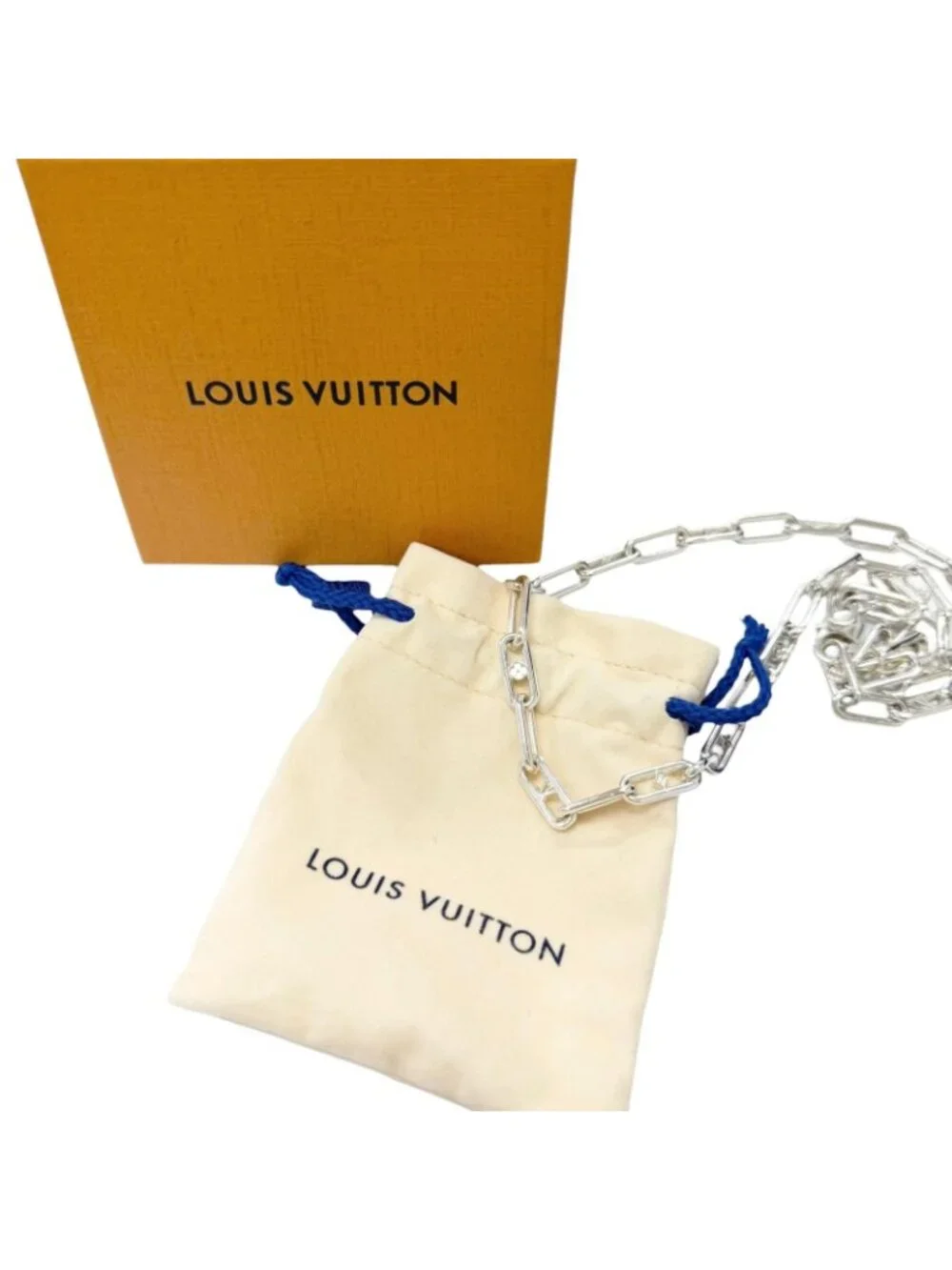 Louis Vuitton Sleek Monogram Necklace Silver